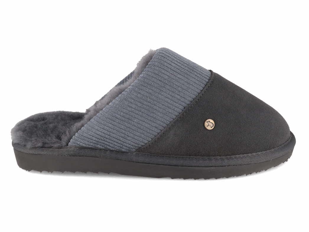 WARMBAT Men Suede Slippers Perth, Dk Grey Free US S