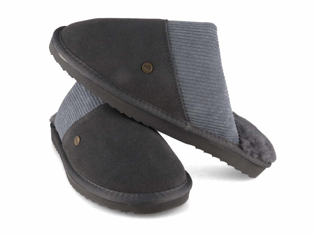 WARMBAT Men Suede Slippers | Perth, Dk Grey | Free US S