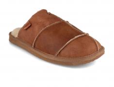 SHEPHERD Men Lambskin Slippers 'Allan', antique cognac