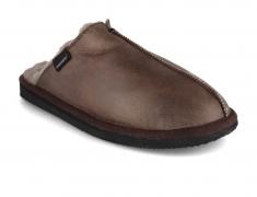 SHEPHERD Men Lambskin Slippers 'Hugo', stone oiled antique