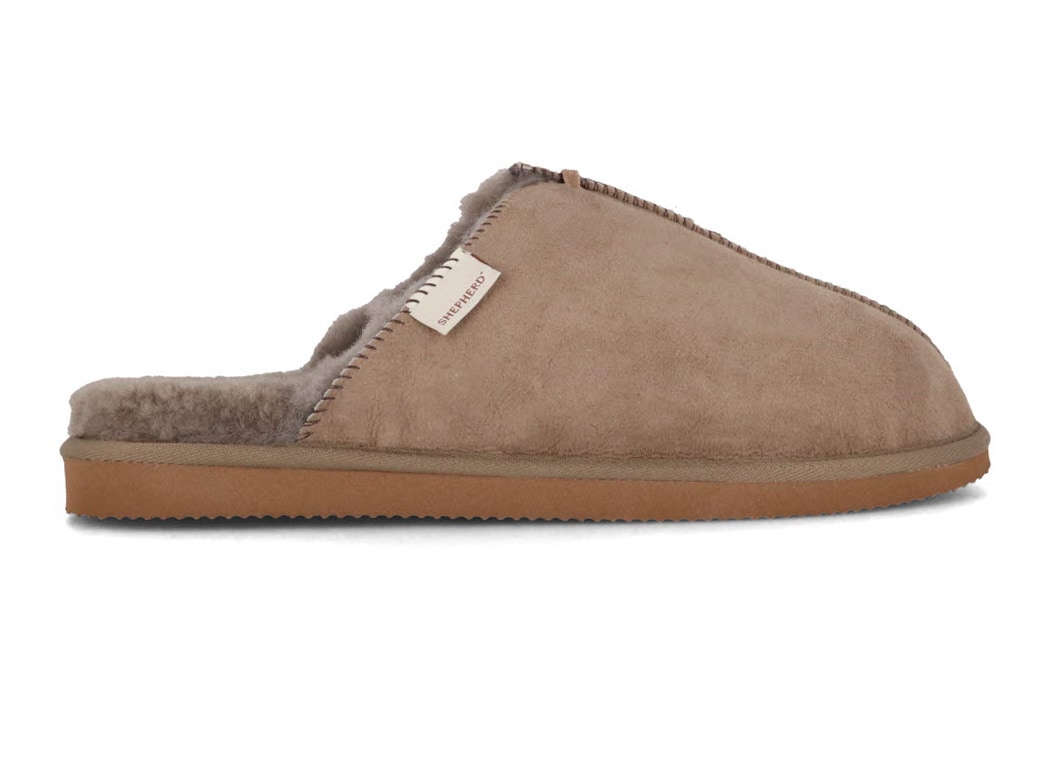 SHEPHERD Men Lambskin Slippers Hugo, Stone