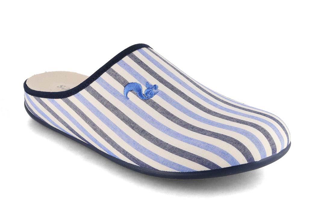 Thies Women Cotton Striped Slippers 'Pyjama', blue
