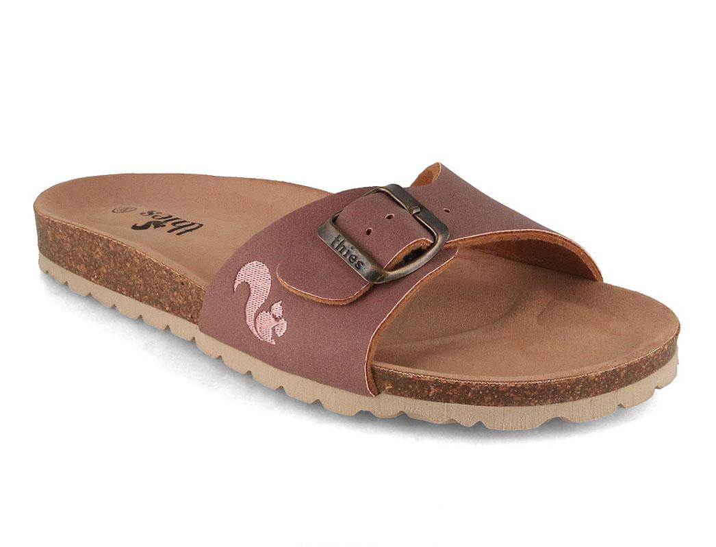 Thies Women Vegan suede Alternative Mules 'Bio Strap', malva