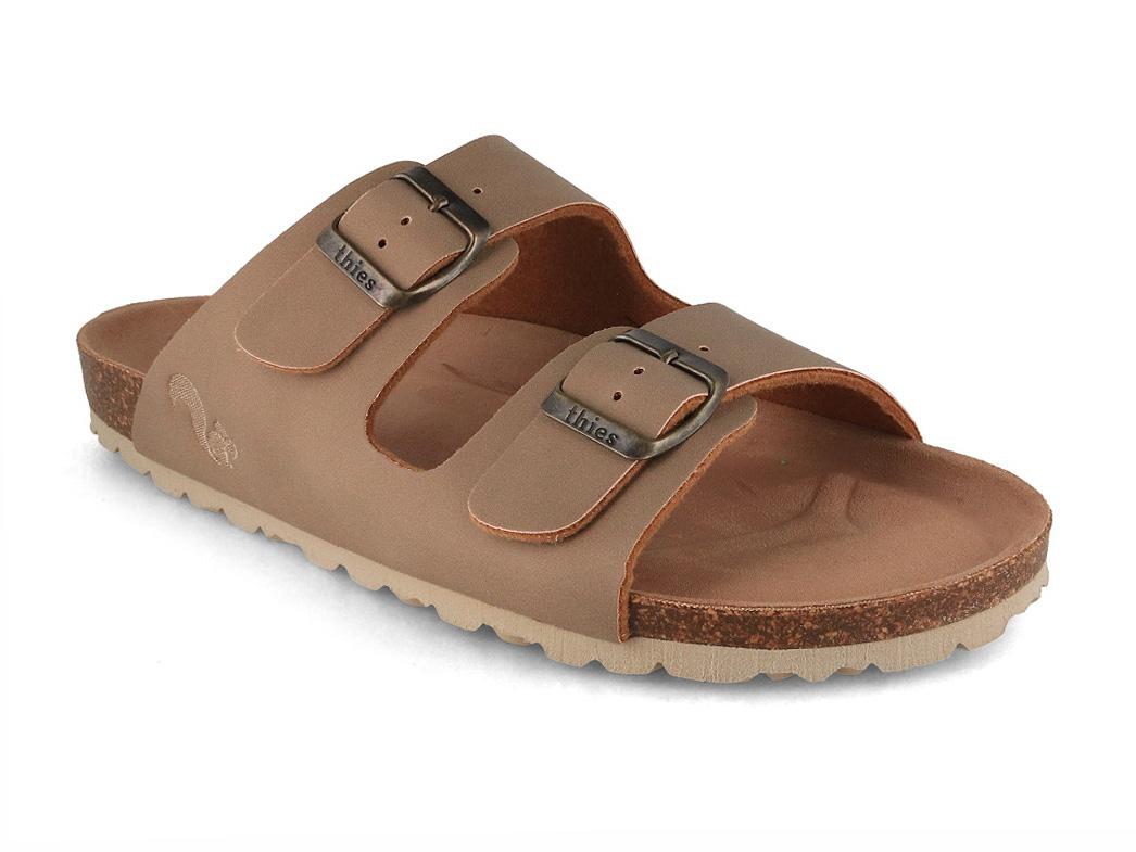 Thies Women Vegan suede Sandals 'Eco Bio', elephant grey