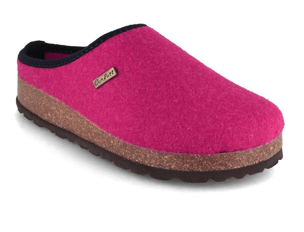 Tuffeln �Comfort� Women Tyrolean Vegan Felt Clogs, fuchsia