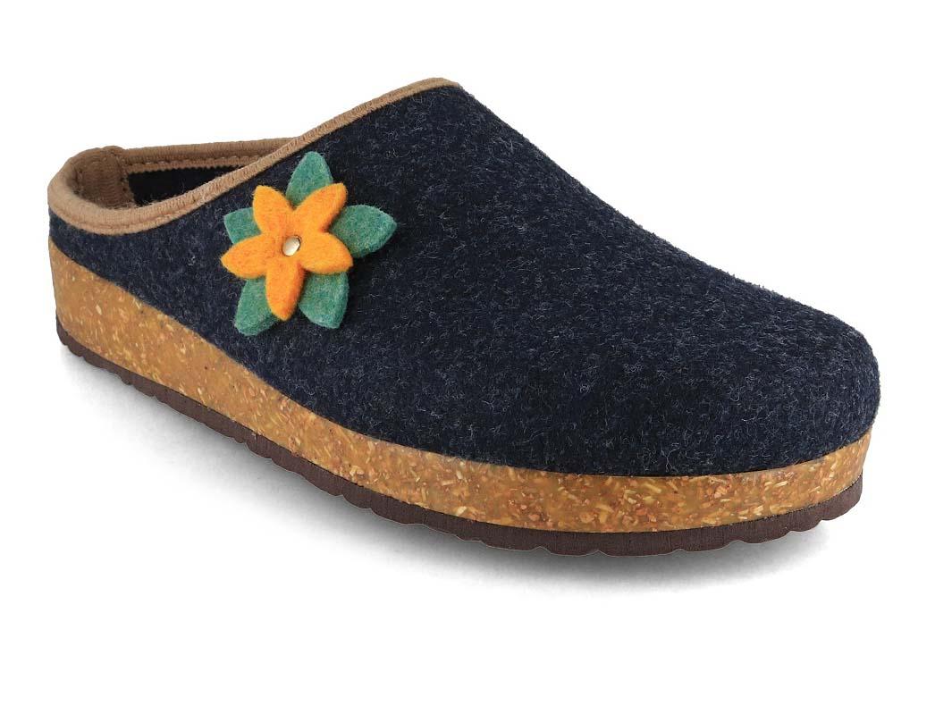 Tuffeln Felt Clogs for Women Blumig blue Boiled Wool and Haflinger Slippers Expert Express Shipping Worldwide