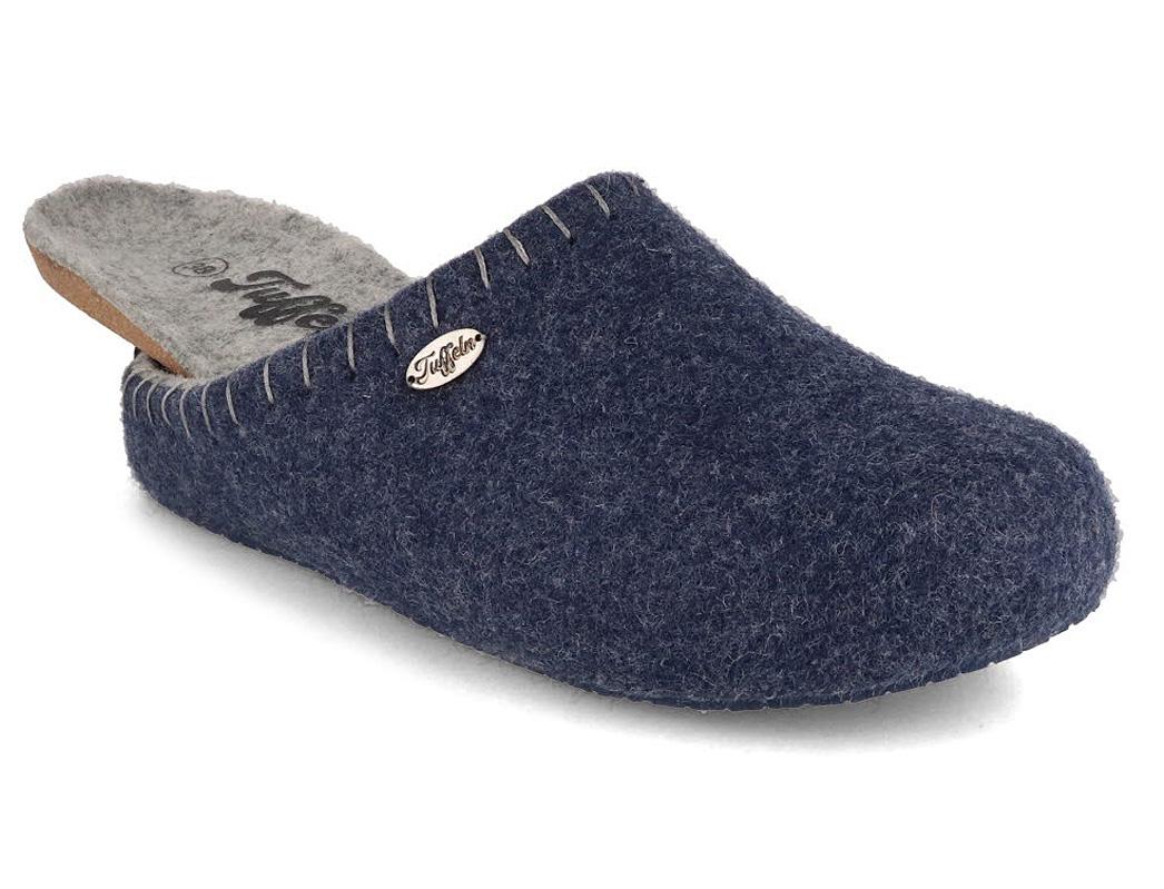 Tuffeln� Felt Slippers with Arch Support �Auszeit�, blue