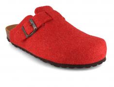 Tuffeln� Felt Slippers with Buckle �Feierabend�, red