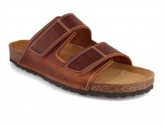 Tuffeln� Men's Leather Sandals with Hook-and-Loop 'Amrum', cognac