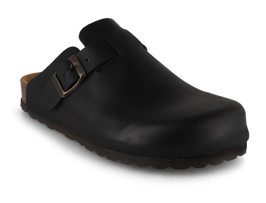 Tuffeln� Unisex Leather Clogs with Fastener �Helgoland�, black