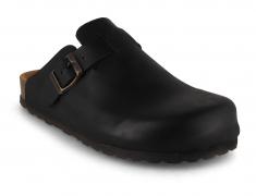 Tuffeln� Unisex Leather Clogs with Fastener �Helgoland�, black