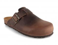 Tuffeln� Unisex Leather Clogs with Fastener �Helgoland�, tabacco