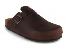 Tuffeln� Unisex Leather Clogs with Fastener �Helgoland�, testa di moro