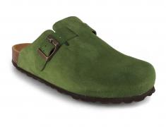 Tuffeln� Unisex Nubuck Leather Clogs with Fastener �Helgoland�, green