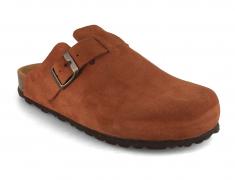 Tuffeln� Unisex Nubuck Leather Clogs with Fastener �Helgoland�, tabacco