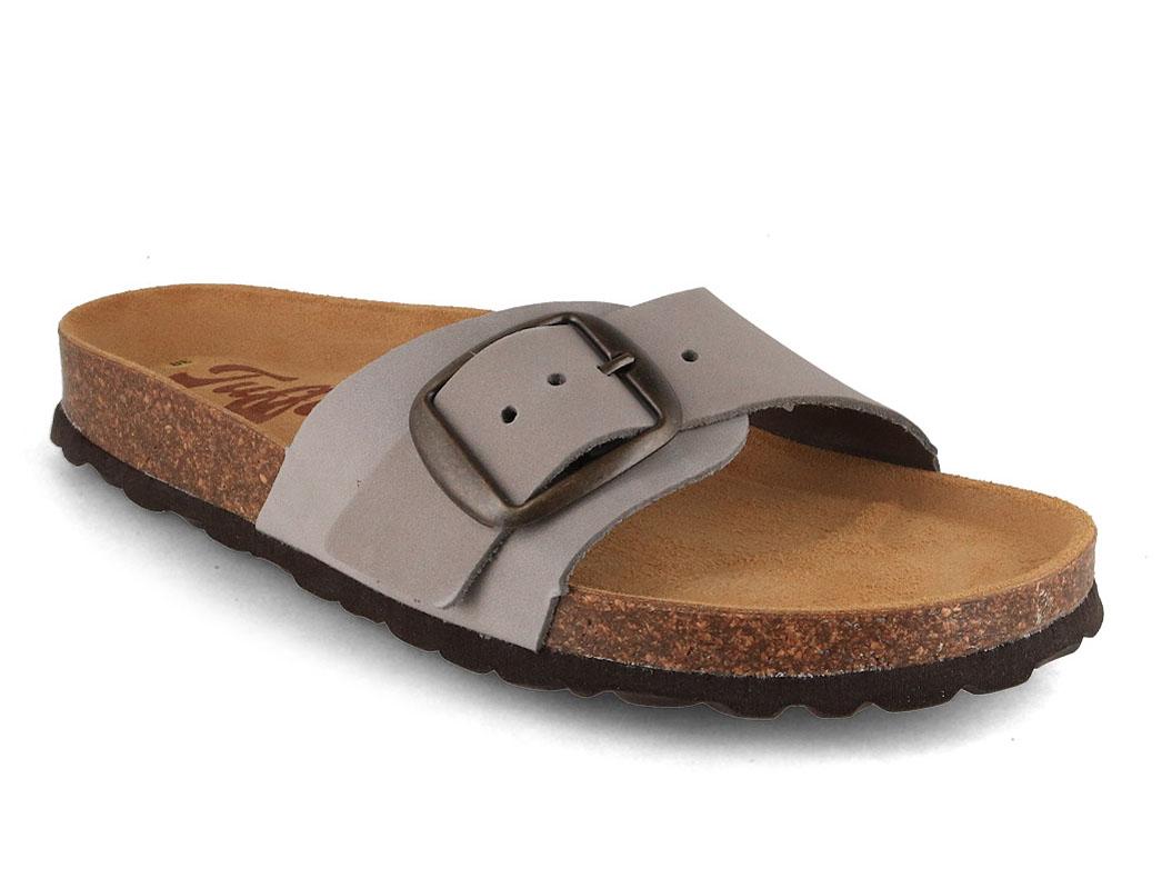 Tuffeln� Women Beach leather Sandals 'Fehmarn', grey