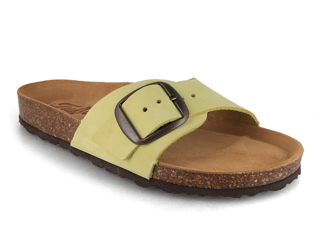 Tuffeln� Women Beach leather Sandals 'Fehmarn', light green
