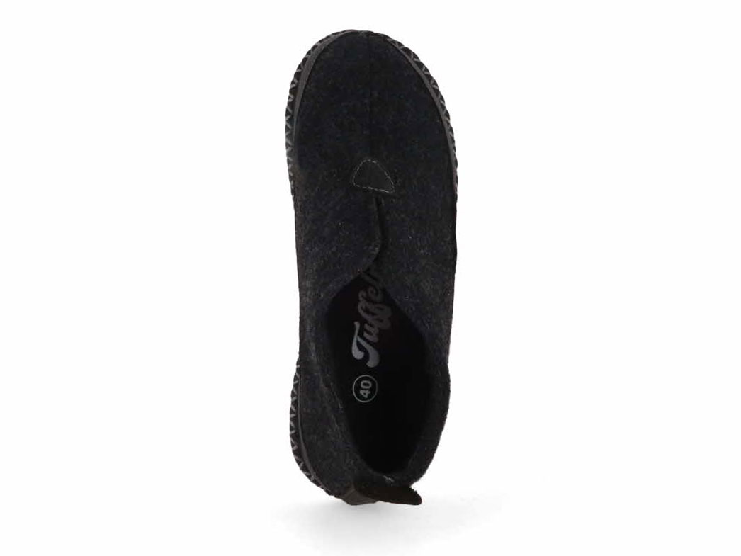 Tuffeln® retro Wool Slippers with a Cork Footbed «Urig», dark grey