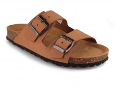 Tuffeln's Classic Two-Strap Soft-Cork Leather Sandals �F�hr�, tabacco