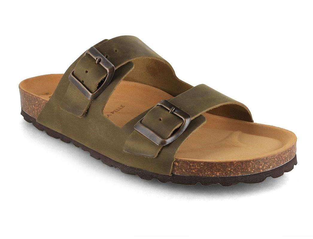 Tuffeln's Classic Two-Strap Soft-Cork Leather Sandals �F�hr�, green