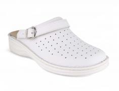 Varomed vital | Leather Clog Charly, White | Express Shipping