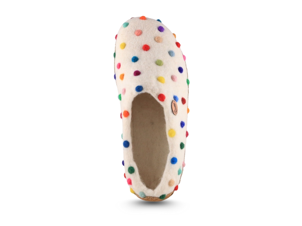 CC Slippers White Black Text Fleece Wool