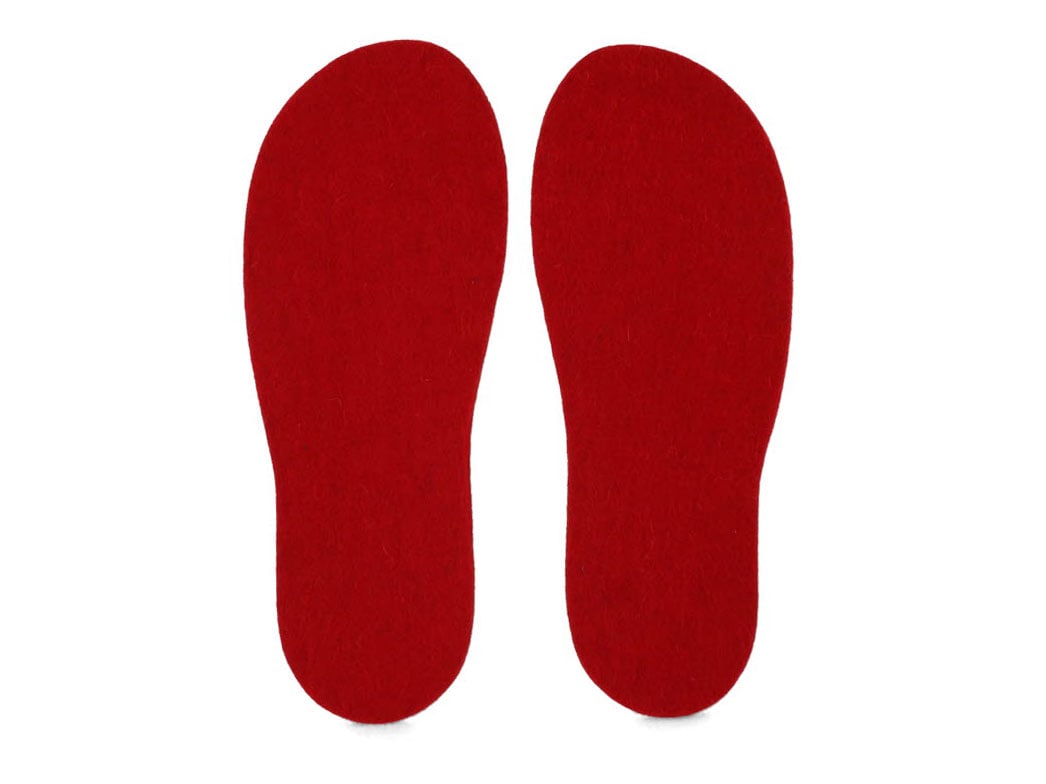 Colorful Felt Insoles in 5mm Thickness WoolFit red > Boiled Wool