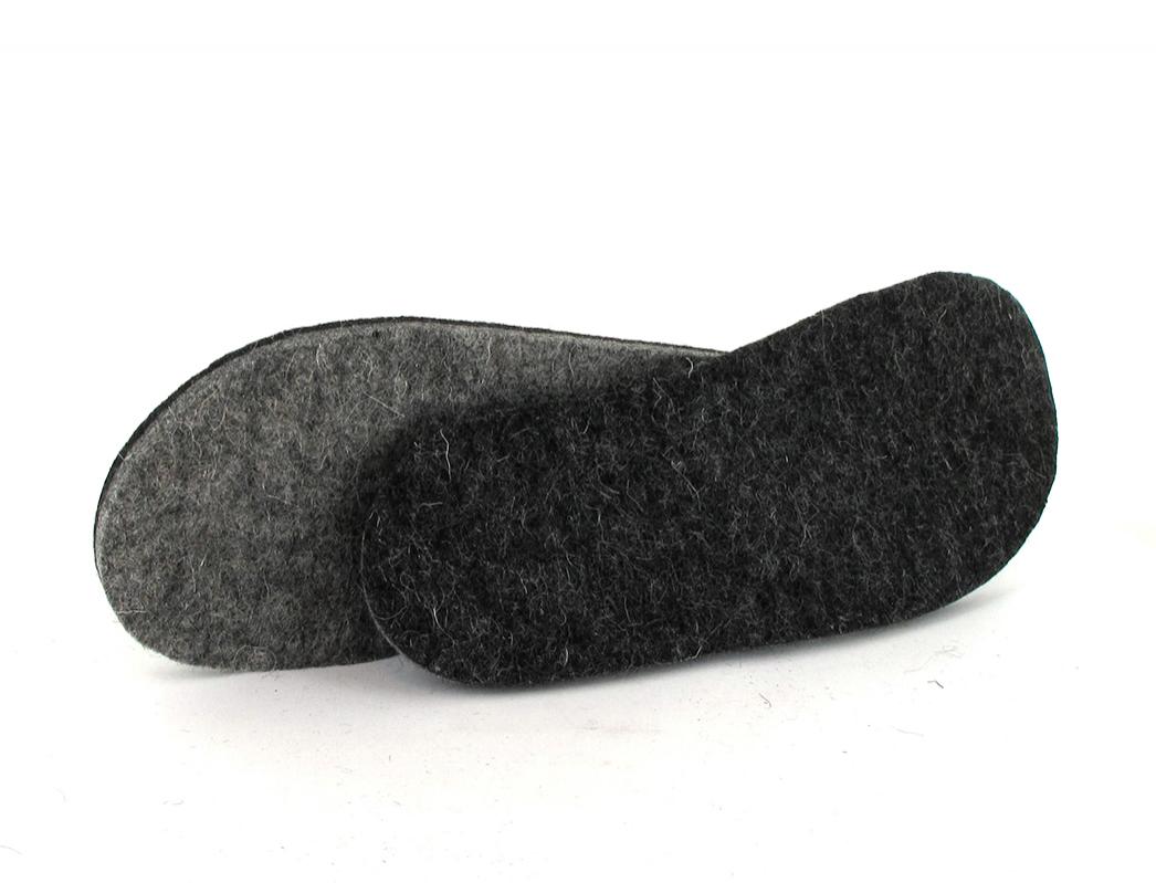 WoolFit Felt Insoles for Slippers | Extra thick, 2-colored 100% Wool, graphite/light grey