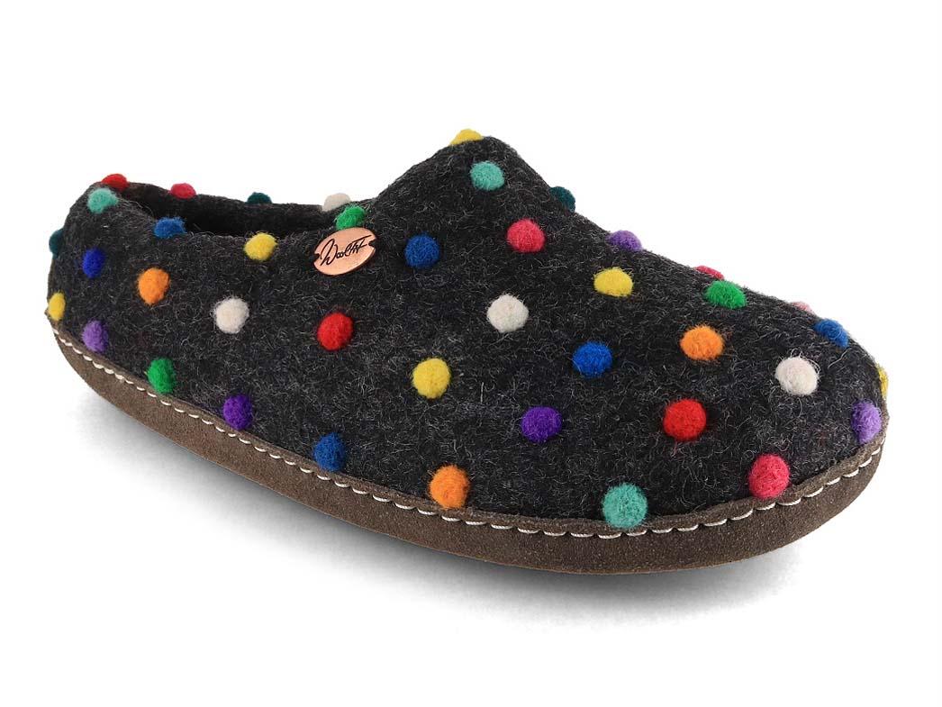 WoolFit� Felt Slippers Footprint, confetti grey