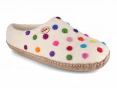 WoolFit Felt Slippers | Footprint, Dotted White | 