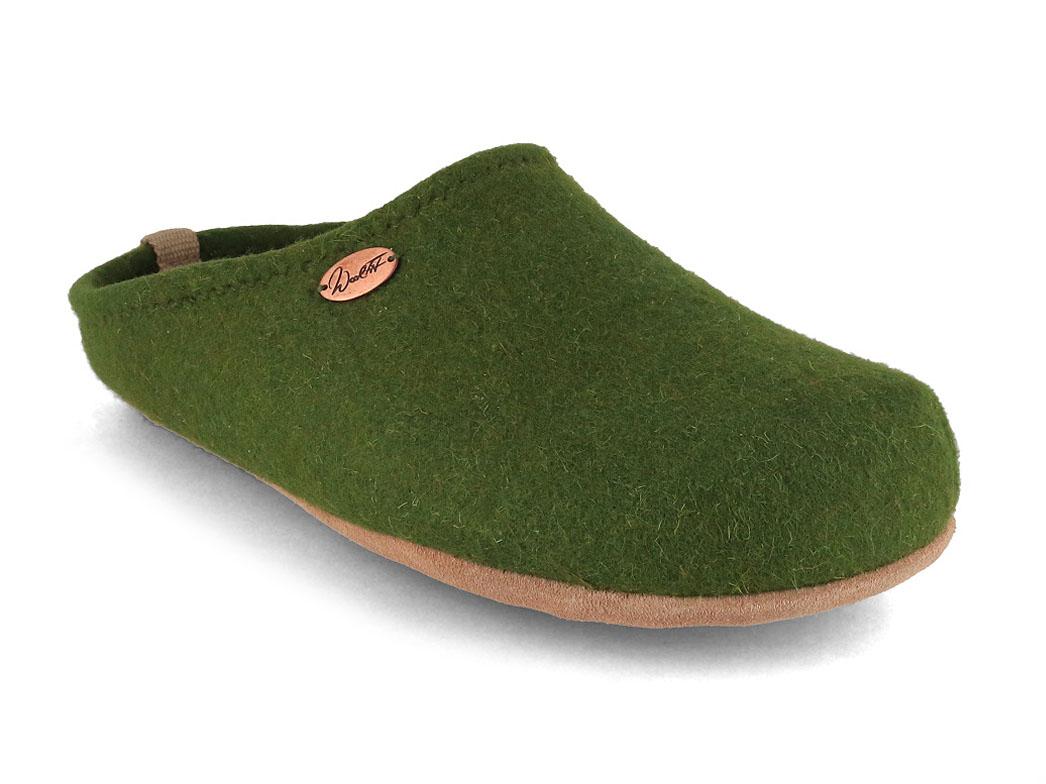 WoolFit� Unisex felt slippers with plenty of toe room 'BareFoot', green