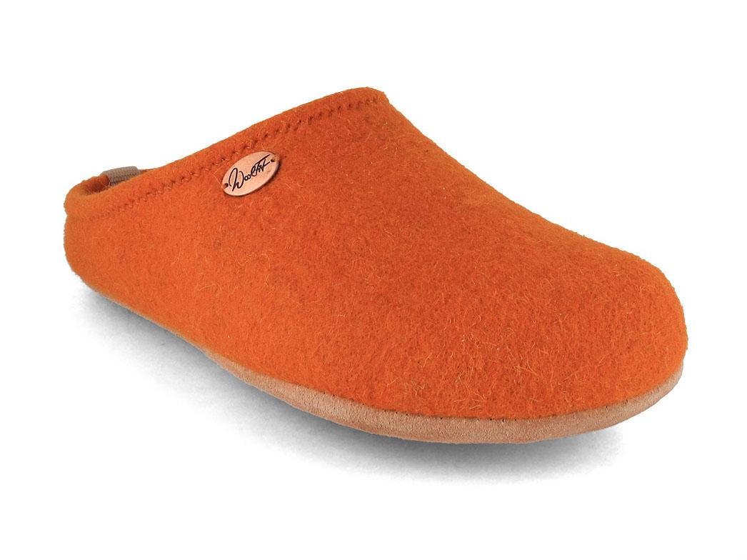 WoolFit� Unisex felt slippers with plenty of toe room 'BareFoot', orange