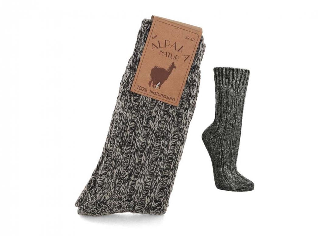 WoolFit� extra warm alpaca wool socks made from 100% natural wool, black-white
