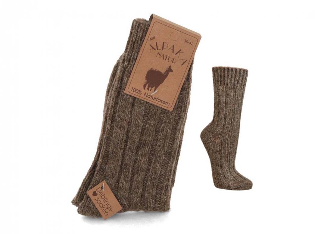 WoolFit� extra warm alpaca wool socks made from 100% natural wool, brown melange