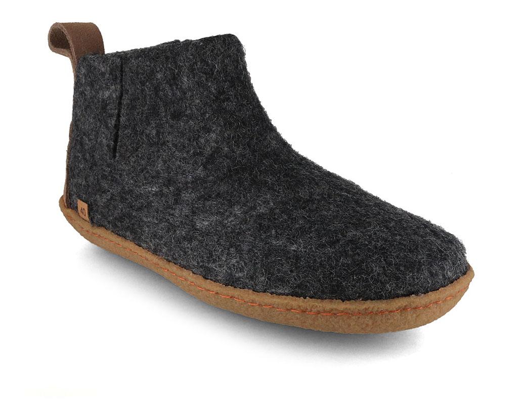 WoolFit� hand-felted Wool Boots with natural rubber sole 'Yeti', graphite