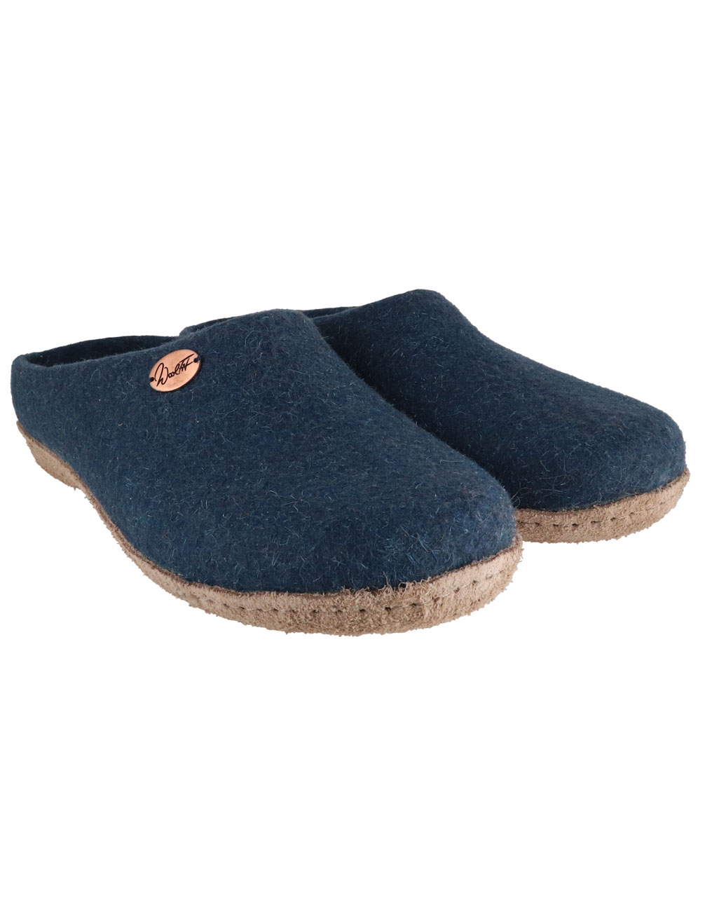 WoolFit® hand-felted slippers 'Classic', blue | Sz. 35-50 EU